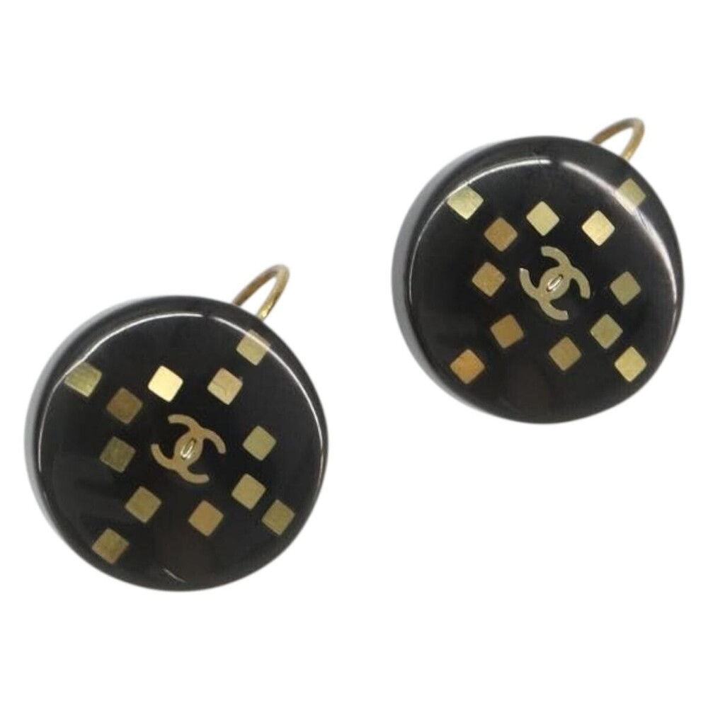 Chanel CC Round Stud Metal and Resin
